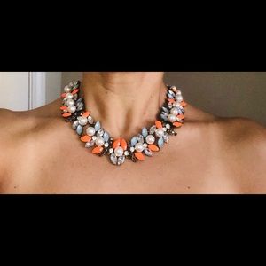 Coral, light blue Necklace